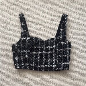 Abercrombie Cropped Textured Plaid Tank Top- Cropped